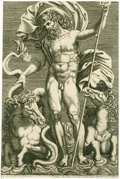 Perino del Vaga (1500 or 1501-1547), Neptune with two hippocampus